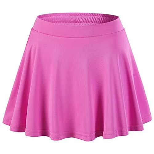 Runhomal Kinder Mädchen Rock Tennis Golf Skort Einfarbig Sport Rock Kordelzug Tennisrock Sportrock Mit Hose Sommer Minirock Laufrock Für Fitness Workout Hockey Rosa 104-110 von Runhomal