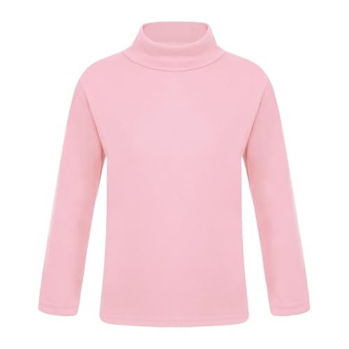 Runhomal Kinder Thermounterhemd Mädchen Jungen Langarm Rollkragen Unterhemd Basic T-Shirt Thermounterwäsche Funktionsunterwäsche Skiunterwäsche Rosa 98-104 von Runhomal