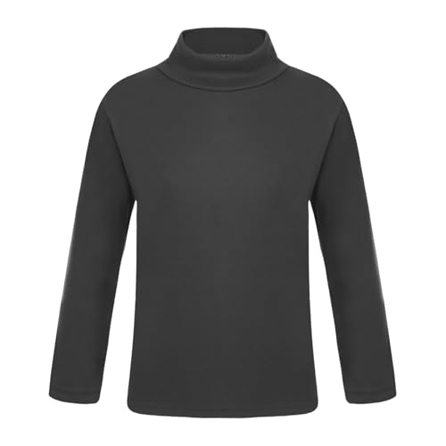 Runhomal Kinder Thermounterhemd Mädchen Jungen Langarm Rollkragen Unterhemd Basic T-Shirt Thermounterwäsche Funktionsunterwäsche Skiunterwäsche Schwarz 134-140 von Runhomal