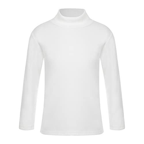 Runhomal Kinder Thermounterhemd Mädchen Jungen Langarm Thermo-Unterhemd Basic T-Shirt Thermounterwäsche Funktionsunterwäsche Skiunterwäsche Weiß 122-128 von Runhomal