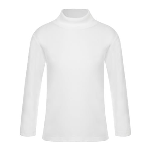 Runhomal Kinder Thermounterhemd Mädchen Jungen Langarm Rollkragen Unterhemd Basic T-Shirt Thermounterwäsche Funktionsunterwäsche Skiunterwäsche Weiß 92-98 von Runhomal