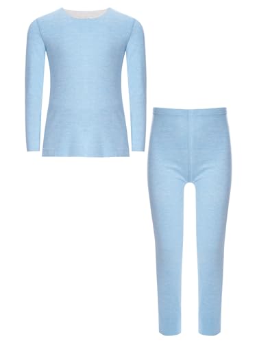 Runhomal Kinder Warme Unterwäsche Set Innenfleece Thermounterwäsche Unterhemd + Leggings Skiunterwäsche Funktionsunterwäsche Sets gr. 92-170 Hellblau 158-164 von Runhomal