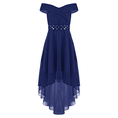 Runhomal Mädchen Chiffon Partykleid Prinzessin Kleid Festlich Blumenmädchenkleider mit Perlengürtel Schulterfrei Ballkelder Abendkleid Brautjungfernkleid für Hochzeit Dunkelblau 134-140 Runhomal Mädchen Chiffon Partykleid Prinzessin Kleid Festlich Blumenmädchenkleider mit Perlengürtel Schulterfrei Ballkelder Abendkleid Brautjungfernkleid für Hochzeit Dunkelblau 134-140 von Runhomal