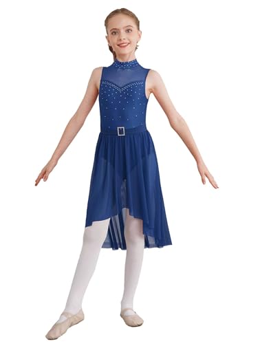 Runhomal Mädchen Lyrical Tanzkleid Ballettkleider ärmellos Ballettkleid Ballettkleidung Gymnastikbody Ballett Trikot Leotard Tanzkleidung Navy blau 170-176 von Runhomal