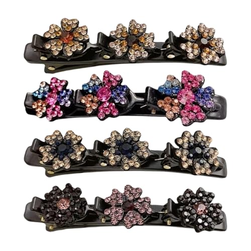 Runkoyea Glänzende Haarclips - 4er Set Strass Haarschmuck,Barrette Modische Haarnadeln Für Damen Mädchen Alltag Schule Party Arbeit von Runkoyea