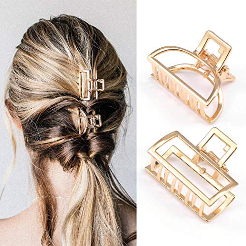 Runmi Haarklammern, 2 Stück, goldfarben, Metall-Haarspangen, französisches Design, Haarschmuck für Damen und Mädchen von Runmi