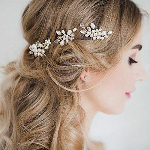 Runmi Kristall Braut Hochzeit Haarkämme Silber Blätter Kopfschmuck Strass Braut Haarschmuck für Frauen und Mädchen von Runmi