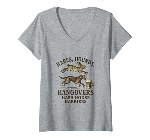 Damen Der Trinkclub mit einem Laufproblem Hash House Harriers T-Shirt mit V-Ausschnitt Damen Der Trinkclub mit einem Laufproblem Hash House Harriers T-Shirt mit V-Ausschnitt von Runner Jogging Club Hash House Harriers