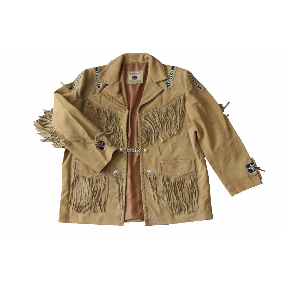 Damen/Herren Fransenjacke Wildlederjacke Westernstyle Farbe beige 4XL Damen/Herren Fransenjacke Wildlederjacke Westernstyle Farbe beige 4XL von Running Bear