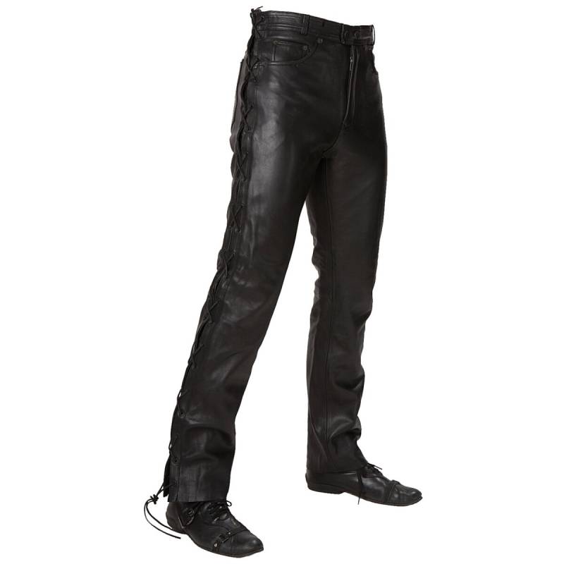 Glattlederhose mit seitlicher Schnürung - Klassischer Jeansstyle aus hochwertigem Rindsleder W27 von Running Bear