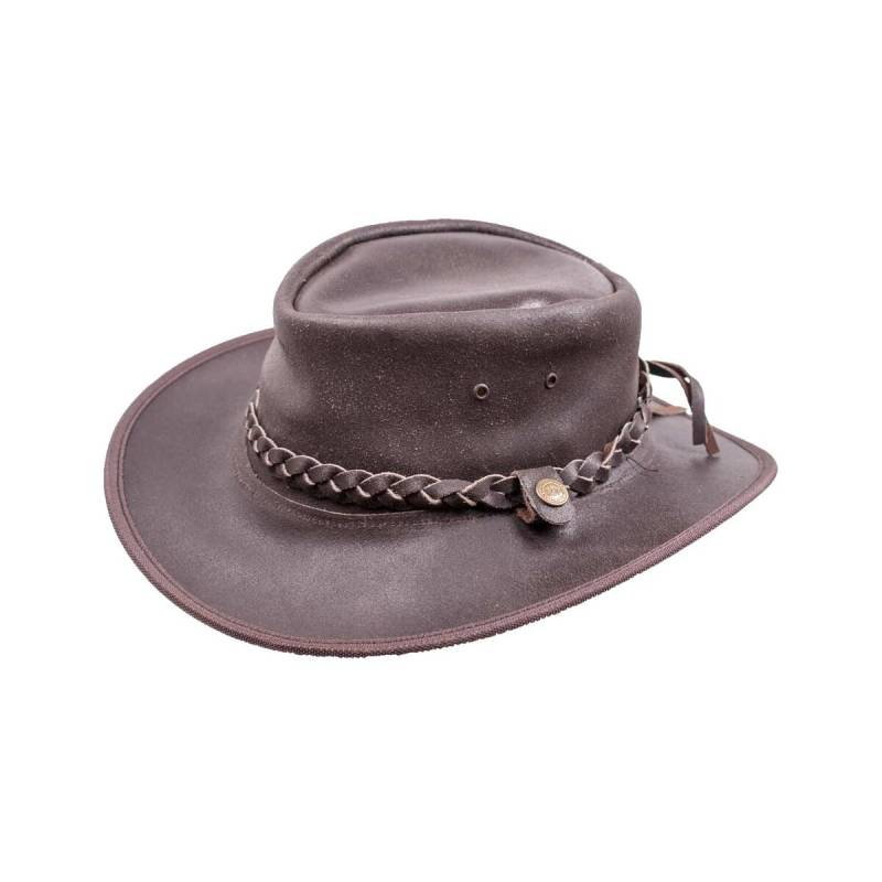 Outdoor Lederhut knautschbar mit Kinnband/Hutband XL von Running Bear