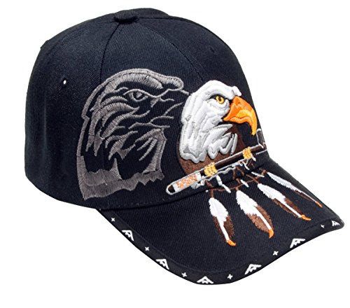 Running Bear Baseballmütze Eagle Adler Adlerkopf mit Stickerei und Schattenstickerei Größe 54-60 für Erwachsene Baseballfans, Unisex-Erwachsene, Schwarz von CANFEEL