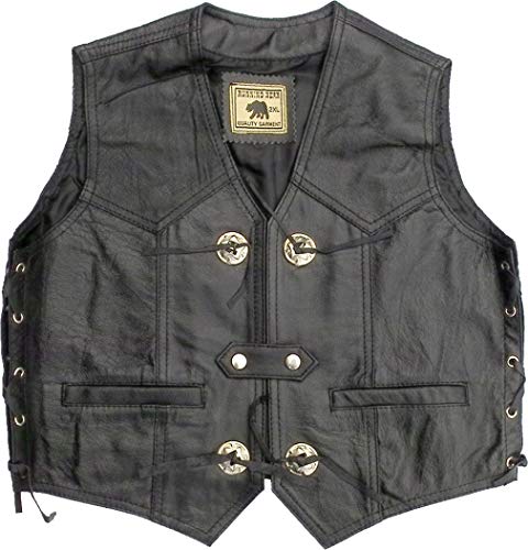 Running Bear Kinder Lederweste Gr. 3XL 176 cm - Biker Kutte Kid Echtleder Wild West Line Dance Kleidung von Running Bear