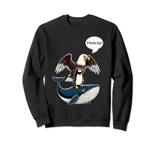 Adler Wal Pinguin Tier Huckepack Männer Frauen Kinder Erwachsene Sweatshirt von Running Eagle Whale Penguin Piggyback Shirt Tee