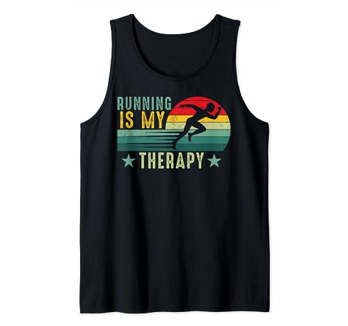 Läufer, Retro-Design, für Damen, Herren, Running is My Therapy Tank Top von Running Is My Therapy Sport Funny Quote