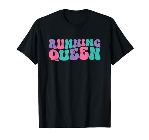 Running Queen Damen-Läufer, Retro, Vintage, gewellt, groovig T-Shirt von Running Queen Clothing Co