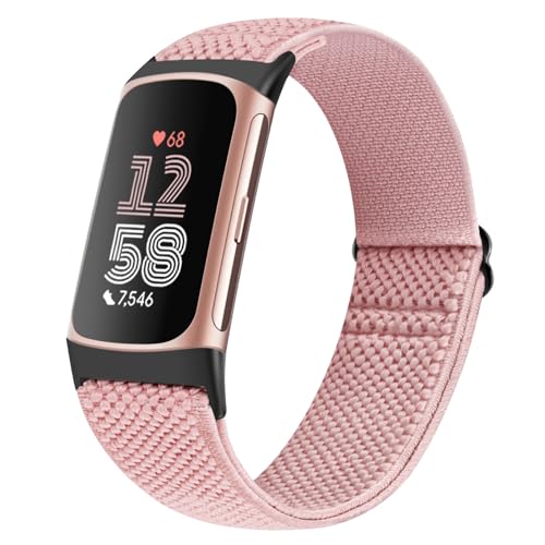 Runostrich Elastisches Nylon Armband Kompatibel mit Fitbit Charge 6/Charge 5 für Damen Herren, Dehnbar Sportlich Loop Weich Armband Zubehör von Runostrich