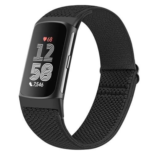 Runostrich Elastisches Nylon Armband Kompatibel mit Fitbit Charge 6/Charge 5 für Damen Herren, Dehnbar Sportlich Loop Weich Armband Zubehör von Runostrich