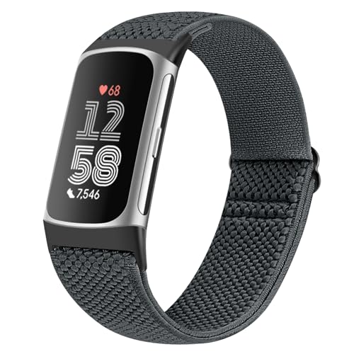 Runostrich Elastisches Armband Kompatibel mit Fitbit Charge 6/Charge 5 für Damen Herren, Dehnbar Sportlich Nylon Loop Weich Armband Zubehör von Runostrich