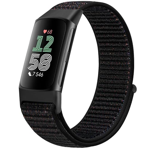 Runostrich Nylon Armband Kompatibel mit Fitbit Charge 6/Fitbit Charge 5 Armband Ersatzband Nylon Sport Loop Uhrenarmband für Fitbit Charge 6/Charge 5 Damen Herren von Runostrich