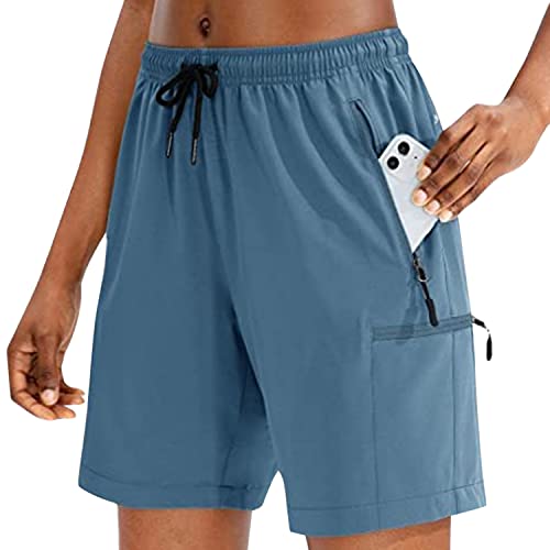 Runstarshow Damen Kurze Sporthose Shorts mit Kordelzug Schnell Trocknend Elastischer Bund Laufhose mit Taschen Hohe Taille Freizeithose für Fitness Workout von Runstarshow