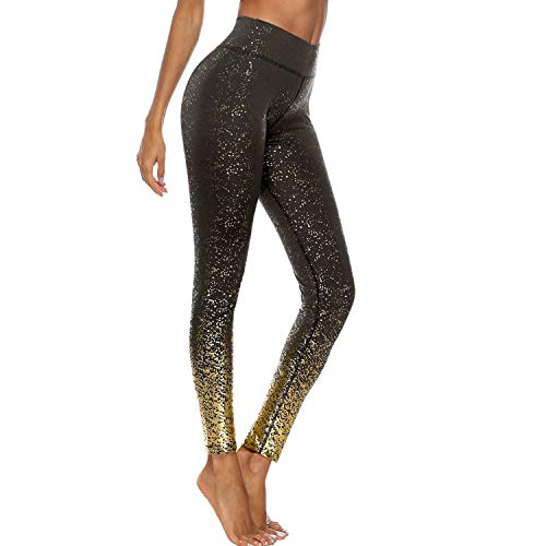 Runstarshow Damen Leggings Glitzer Yogahose Shiny Sport Leggings High Waist Tummy Control Fitnesshose Seamless Workout Yoga Pants von Runstarshow