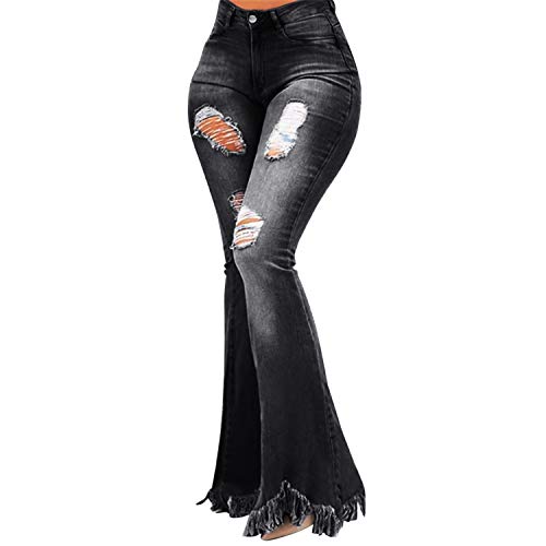 Runstarshow Damen Skinny Jeanshose Boyfriend Ripped Jeans Hose Destroyed Loch Denim Pants Slim Fit Push Up Röhrenjeans von Runstarshow