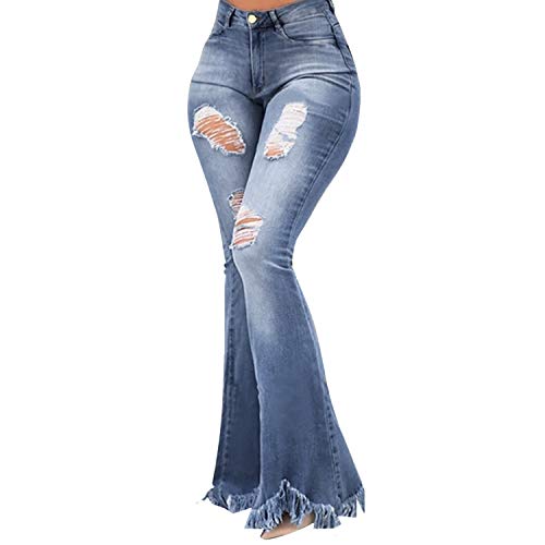 Runstarshow Damen Skinny Jeanshose Boyfriend Ripped Jeans Hose Destroyed Loch Denim Pants Slim Fit Push Up Röhrenjeans von Runstarshow