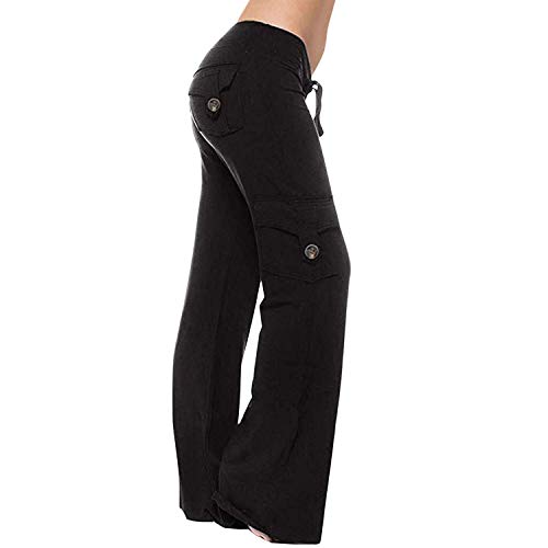 Runstarshow Damen Sporthose Lang Bootcut Yogahose Fitness Freizeit Flare Hose High Waist Elastische Taille Joggingshose Sweathose mit Taschen Tunnelzug von Runstarshow