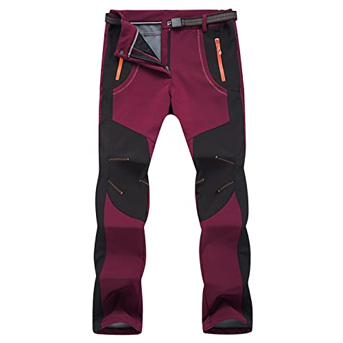 Runstarshow Funktionshose Damen Winter Winddicht Gefütterte Skihose Wasserdicht Wanderhose Softshellhose Outdoor Trekkinghose von Runstarshow