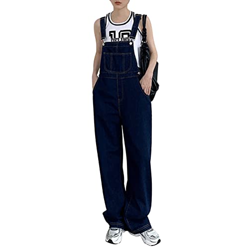 Runstarshow Latzhose Damen Jeans Lang Boyfriend Overall Retro Playsuit Baggy von Runstarshow