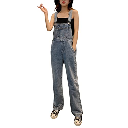 Runstarshow Latzhose Damen Jeans Lang Boyfriend Overall Retro Playsuit Baggy von Runstarshow