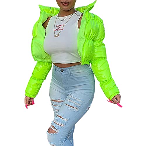 Runxingfu Damen Daunen Baumwolle Jacken Lose Winter Verdicken Winddicht Metallic Glanz Puffer Parker Mantel Kurz Oberbekleidung von Runxingfu