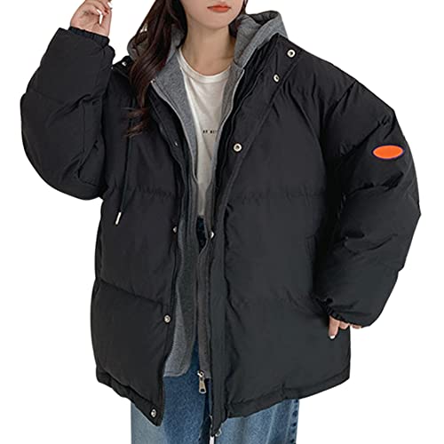 Runxingfu Damen Jacken - Damen Daunenbaumwolle Jacken Kapuze Puffer Mantel Warm Atmungsaktiv Kurz Oberbekleidung Jacke mit Taschen von Runxingfu