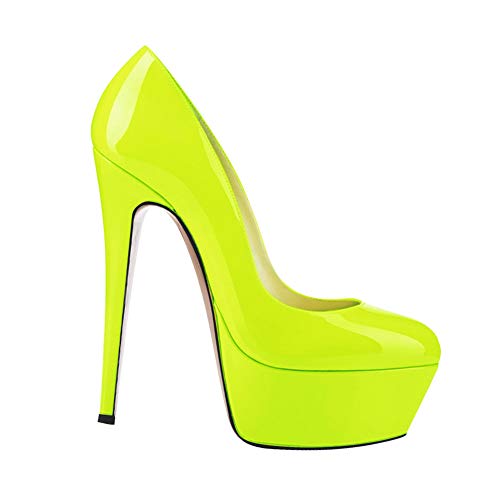 Runxingfu Schuhe Damen Pumps Stilettos - Plattform Fluoreszierende Farbe Party High Heel Abendkleid Partykleid Elegante Pumps 14cm von Runxingfu