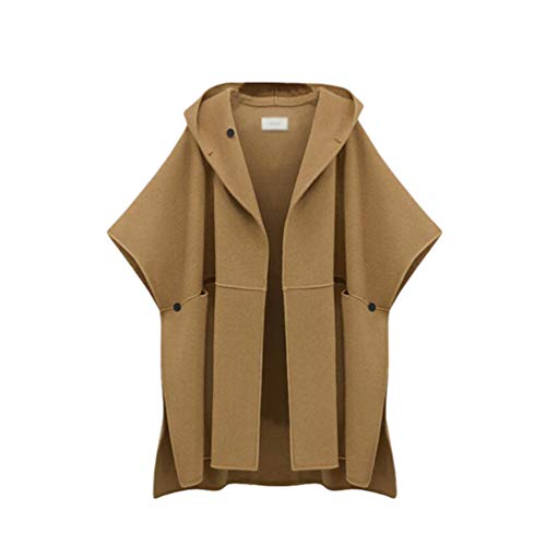 Damen Cape Übergroße Dicke Mantel Wintermantel Frauen Elegant Loose Fit Warme Winterjacke Parka Cardigan Trenchcoat Khaki 4XL von Runyue
