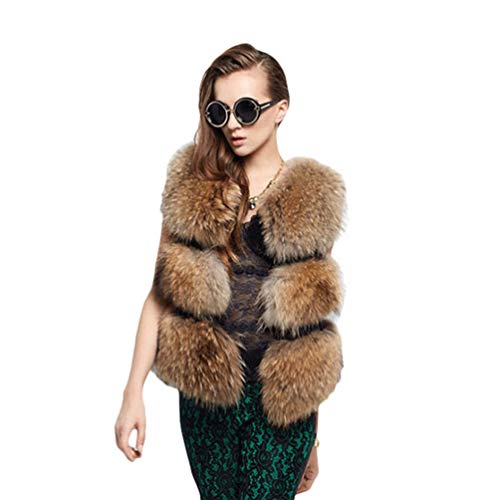 Runyue Damen Herbst Und Winter Pelz Weste Jacke Kunstpelz Weste Warm Ärmellos Winterjacke Felljacke 2XL von Runyue