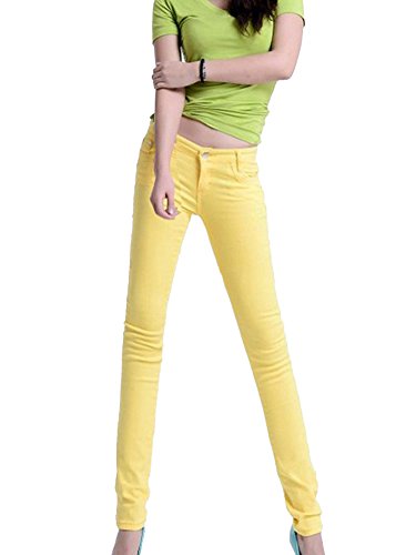 Runyue Damen Röhrenjeans Skinny Jeans Röhre Hoch Taille Jeanshose Mehrfarbig Damenjeans Bleistift Hose Gelb 31 von Runyue