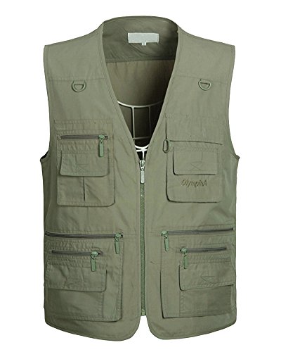 Herren Beiläufig Outdoor Weste Große Größe Mit Vielen Taschen Für Jagd Angeln Camping Fotografie Grün 4XL von Runyue