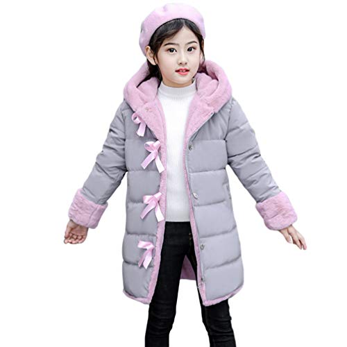 Runyue Mädchen Dicke Warme Steppjacke Winterjacke Kapuzenjacke Grau 160 von Runyue