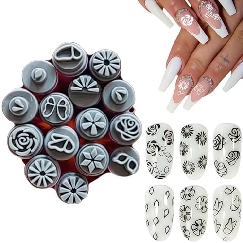 Nagelkunst-Stempelstift-Set, Präzisions-Nageldesign-Werkzeuge für Damen, kreative Nagelkunst-Werkzeuge mit verschiedenen Mustern, geeignet für Mädchen und Frauen, DIY-Nagelkunst, für Zuhause und von Ruojiar