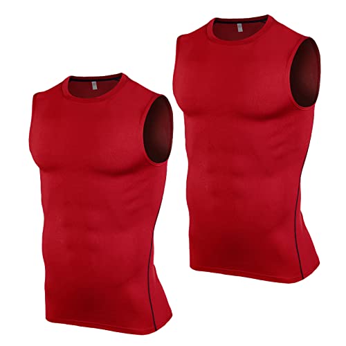 Ruowuhen 2er Pack Herren Ärmelloses Kompressionsshirt Atmungsaktiv Tank Top Laufshirt, Sport Unterhemd Funktionsshirt für Männer Rot+Rot L Ruowuhen 2er Pack Herren Ärmelloses Kompressionsshirt Atmungsaktiv Tank Top Laufshirt, Sport Unterhemd Funktionsshirt für Männer Rot+Rot L von Ruowuhen