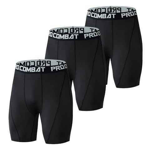 Ruowuhen 3 Pack Herren Kompressionsshorts Schnelltrocknend Funktionsshorts Baselayer Unterhose Tights Kurz Laufunterwäsche Schwarz von Ruowuhen