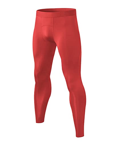 Ruowuhen Kompressionshose Herren Laufhose Sport Leggings Schnelltrocknend Atmungsaktive Trainingshose Funktionsunterhose Tights für Männer Rot XXL von Ruowuhen