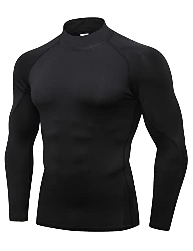 Ruowuhen Kompressionsshirt Herren Langarm Atmungsaktiv Laufshirt Funktionsshirt, Schnelltrocknend Fitnessshirt Trainingsshirt für Männer Schwarz M von Ruowuhen