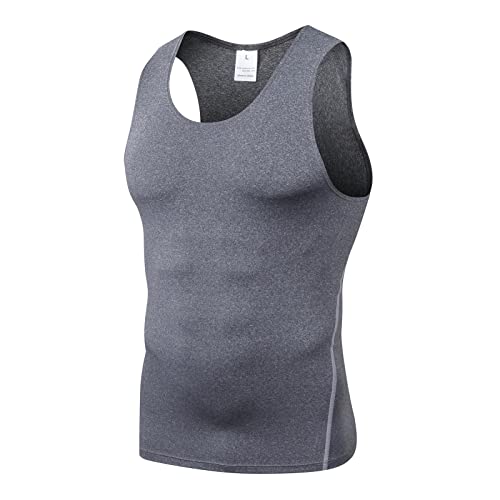 Ruowuhen Sport Unterhemd Herren Ärmellos Kompressionsshirt Sport Tank Tops Laufshirt Atmungsaktiv Funktionsshirt für Männer Blume Grau 3XL von Ruowuhen