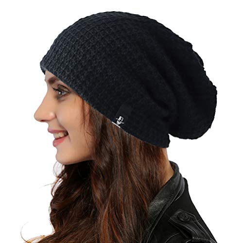 Ruphedy Damen Beanie Mütze Winter Long Oversized Slouchy Beany Strickmütze B08 (Schwar) von Ruphedy