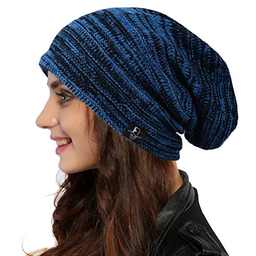 Ruphedy Damen Slouchy Beanie Mütze Knit Lange Baggy Slouch Skull Cap für Winter, B5001-blau, Einheitsgröße von Ruphedy