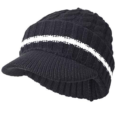 Ruphedy Herren Beanie mit Krempe Wintermütze Strickmütze Dickes Fleece Visier Beanie mit Bill B5042, B321-schwarz, Einheitsgröße von Ruphedy