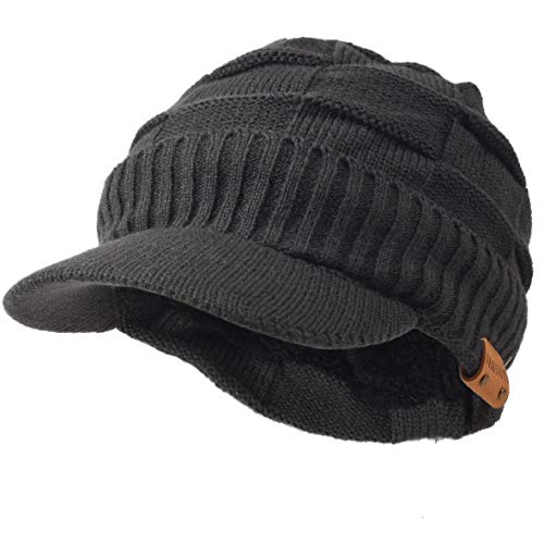 Ruphedy Herren Mütze mit Schirm Fleece Visor Beanie Schirmmütze Wintermütze B319 (B322-Grau) von Ruphedy